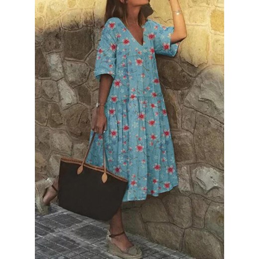 Sukienka Sandbella midi oversize w kwiaty