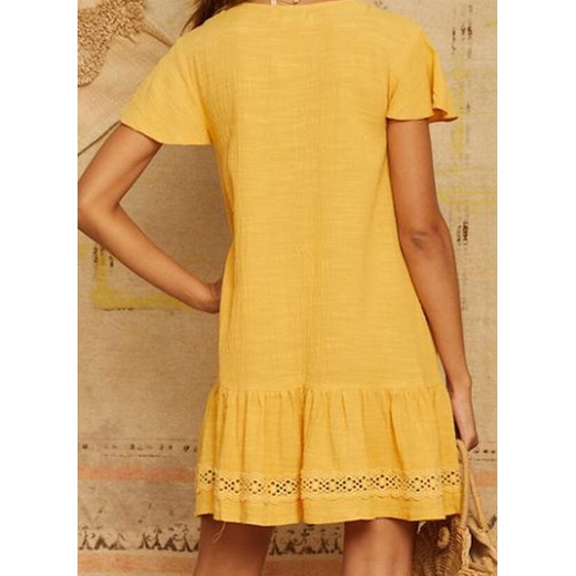 Sukienka Sandbella z krótkim rękawem żółta mini 