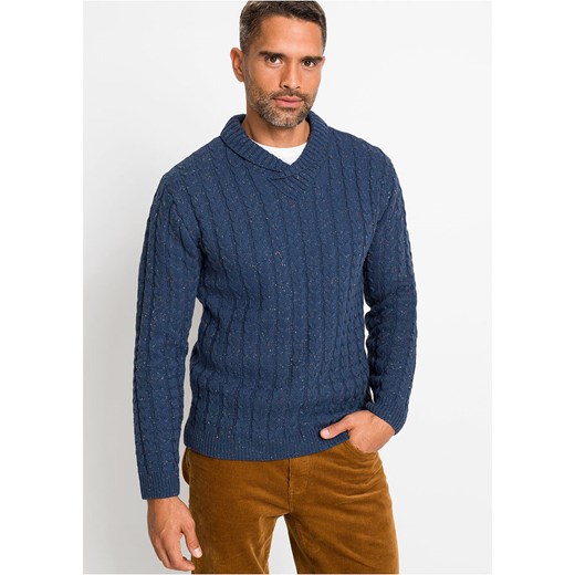 Niebieski sweter męski Bonprix casual 