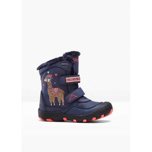 Buty zimowe dziecięce Bonprix na rzepy granatowe kozaki 