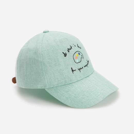 Reserved - Lniano-bawełniana czapka z daszkiem - Zielony Reserved M/L okazyjna cena Reserved