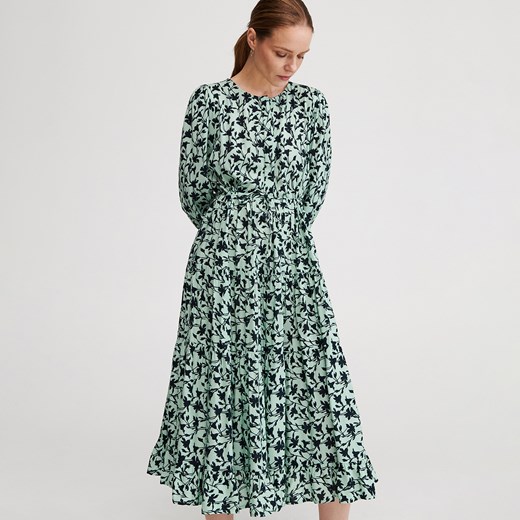 Reserved - Wzorzysta sukienka z wiskozy - Zielony Reserved 42 wyprzedaż Reserved