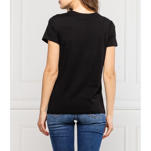 Armani Exchange bluzka damska z krótkimi rękawami czarna z okrągłym dekoltem 