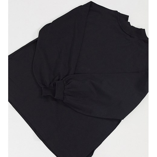 ASOS DESIGN Curve – Cienka czarna bluza dresowa oversize z golfem i ozdobnymi szwami-Czarny 50 Asos Poland