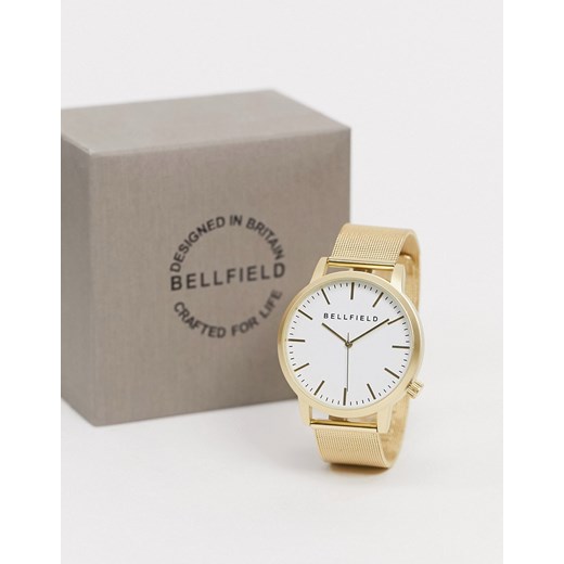 Bellfield – Zegarek na siateczkowej bransolecie w złotym kolorze One Size okazja Asos Poland