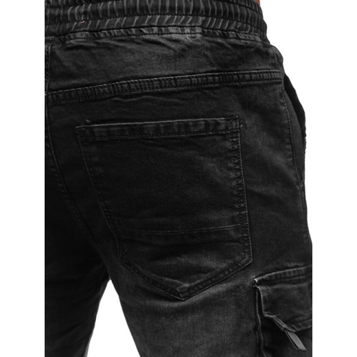 Czarne spodnie jeansowe joggery bojówki męskie Denley K8873 M promocja Denley