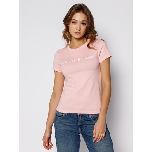 Calvin Klein Jeans T-Shirt Institutional Logo J20J213127 Różowy Regular Fit XS MODIVO okazja