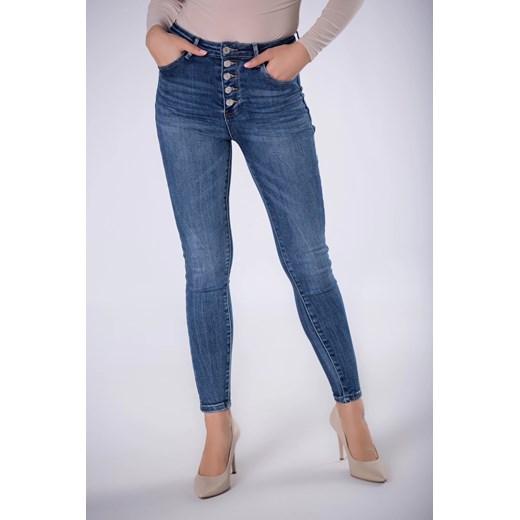 dopasowane spodnie jeansowe z ozdobnymi guzikami Ptakmoda.com S ptakmoda.com