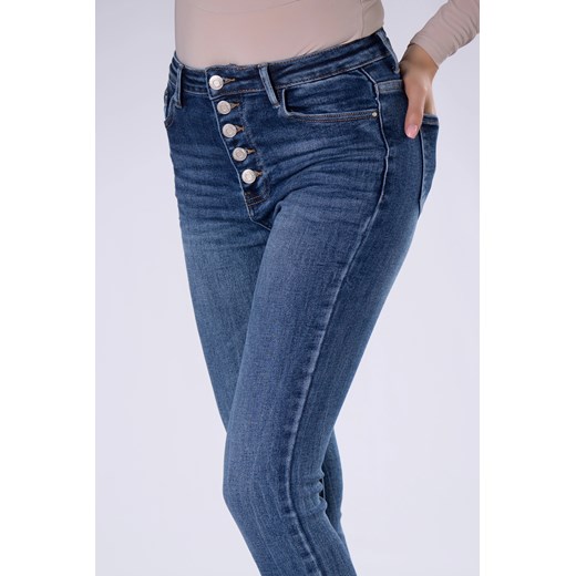 dopasowane spodnie jeansowe z ozdobnymi guzikami Ptakmoda.com XL ptakmoda.com