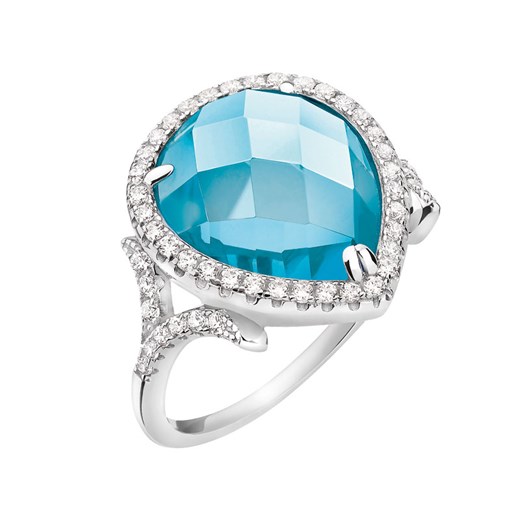 Pierścionek srebrny ze szkłem i cyrkoniami  okazja Apart