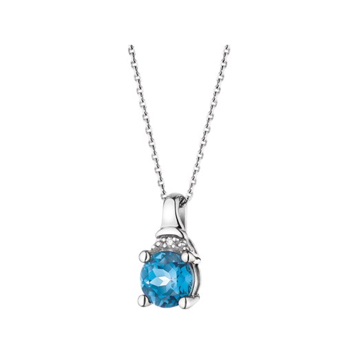 Zawieszka z białego złota z diamentem i topazem (London Blue) Apart