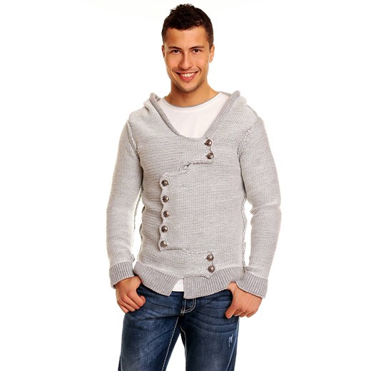 Szary sweter Carisma Premium 1717 majesso-pl szary guziki