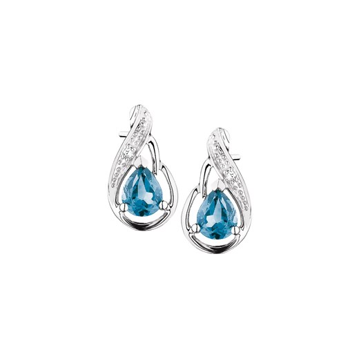 Kolczyki z białego złota z diamentami i topazami (London Blue) Apart