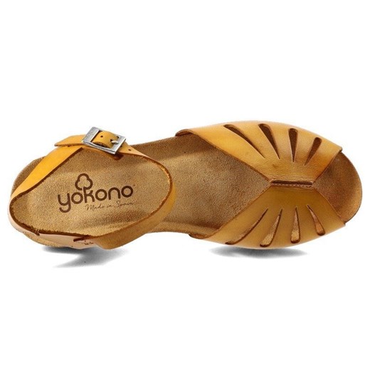 Sandały damskie żółte Yokono bez wzorów1 z klamrą 