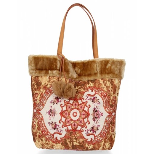 Wielokolorowa shopper bag Bee Bag z nadrukiem boho bez dodatków