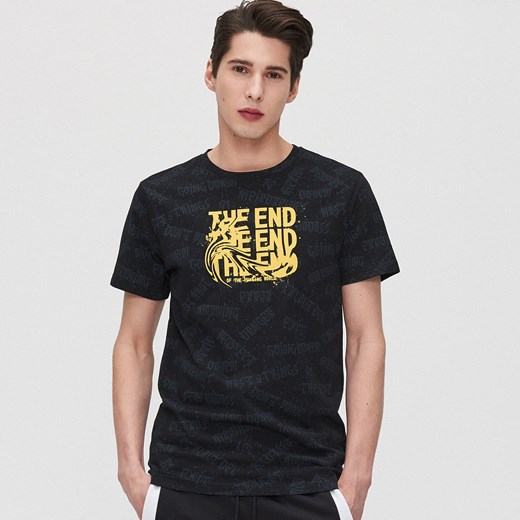 Cropp - Koszulka z napisem - Czarny Cropp XL promocja Cropp