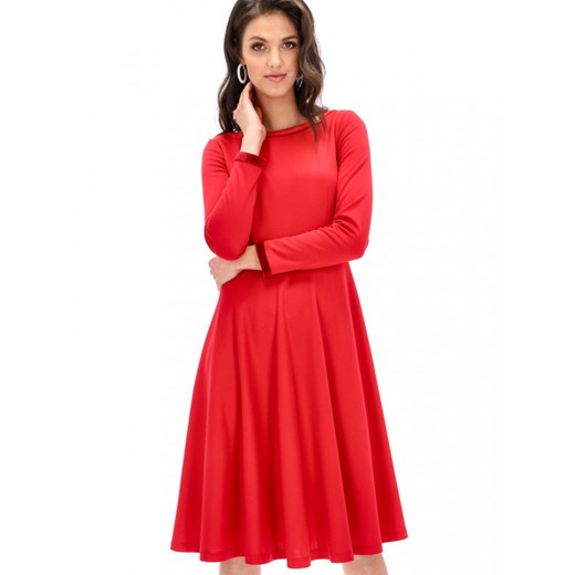 Czerwona sukienka z welurowym wykończeniem L'AF WALEO 34 Eye For Fashion