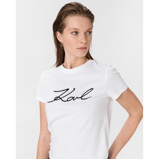 Karl Lagerfeld Logo Rhinestone Koszulka Biały Karl Lagerfeld L BIBLOO