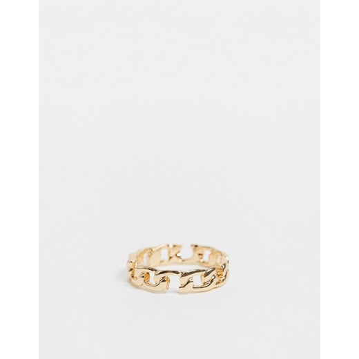 DesignB – Złoty pierścionek w formie łańcucha z przerwanymi ogniwami Designb London M / L Asos Poland