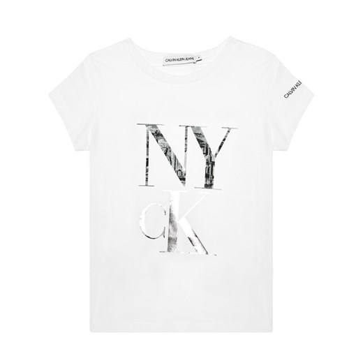 Calvin Klein Jeans T-Shirt Ny Print IG0IG00670 Biały Slim Fit 10Y MODIVO
