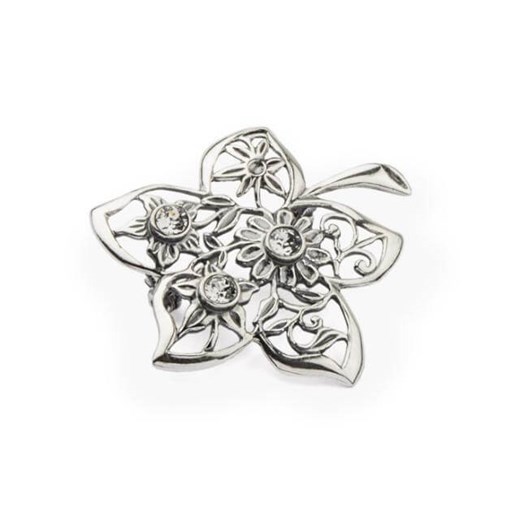 Srebrna broszka kwiat z kryształami Swarovskiego B 164 Polcarat Design  Polcarat Design