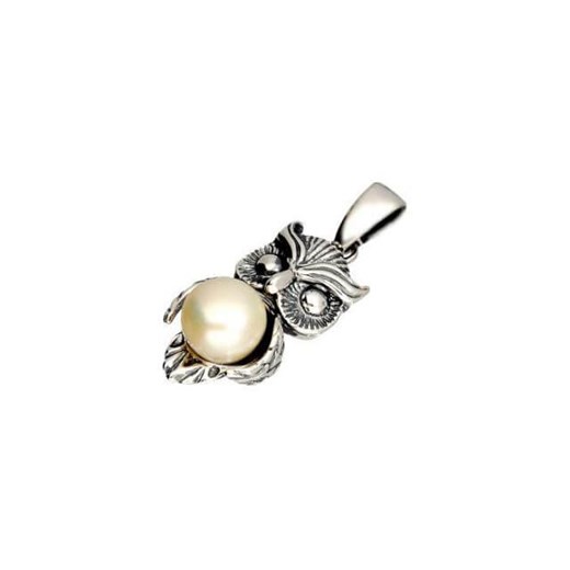 Srebrny wisiorek z białą perłą SOWA W 1241 Polcarat Design  Polcarat Design