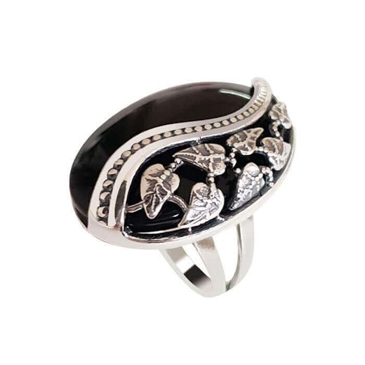 Srebrny oksydowany pierścionek z onyksem PK 1716 onyks Polcarat Design 30 / 22,33 mm Polcarat Design