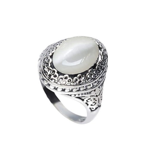Srebrny oksydowany pierścionek z kamieniem KOCIE OKO PK 2023 Polcarat Design 22 / 19,67 mm Polcarat Design