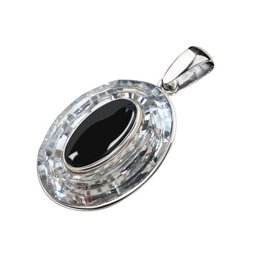 Wisiorek srebrny zdobiony Swarovski Crystal Cosmic Ring W 1706 Onyks Polcarat Design  okazja Polcarat Design