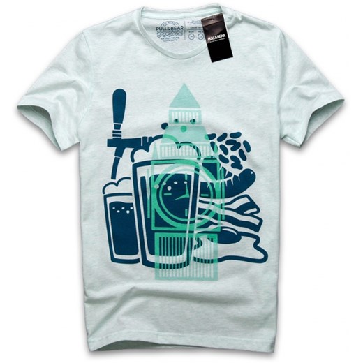 T-shirt PULL&amp;BEAR 01/2014 jestemklasykiem zielony bawełniane