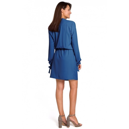 Style sukienka dzienna niebieska mini z elastanu 