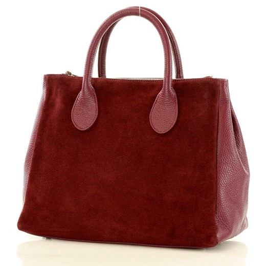 Marco Mazzini Torebka kuferek handbag skóra nubuk bordo Genuine Leather uniwersalny Verostilo