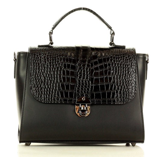 Marco Mazzini Torebka kuferek handbag skóra crocodile czarny Genuine Leather uniwersalny Verostilo
