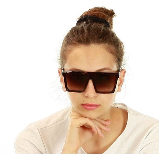 Oversizowe okulary przeciwsłoneczne MAZZINI GRUNGE STYLE brąz Looks Style Eyewaer uniwersalny Verostilo
