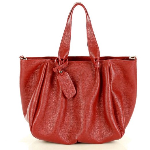 Marco Mazzini Torebka skórzana trapeze handbag classic czerwona roiboos Genuine Leather uniwersalny Verostilo