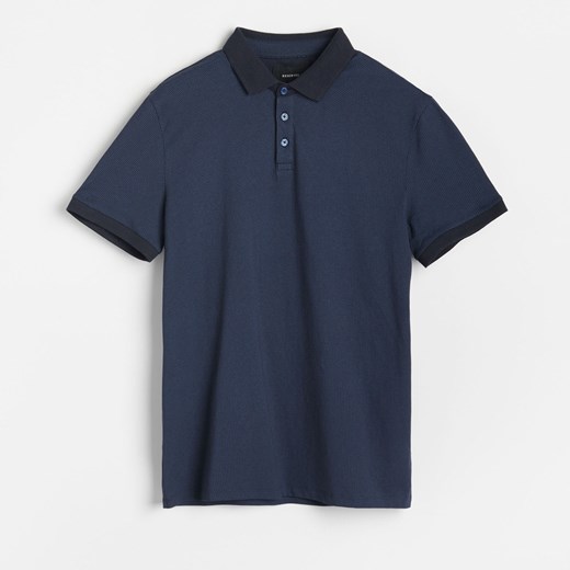 Reserved - Wzorzyste polo regular fit - Granatowy Reserved S Reserved