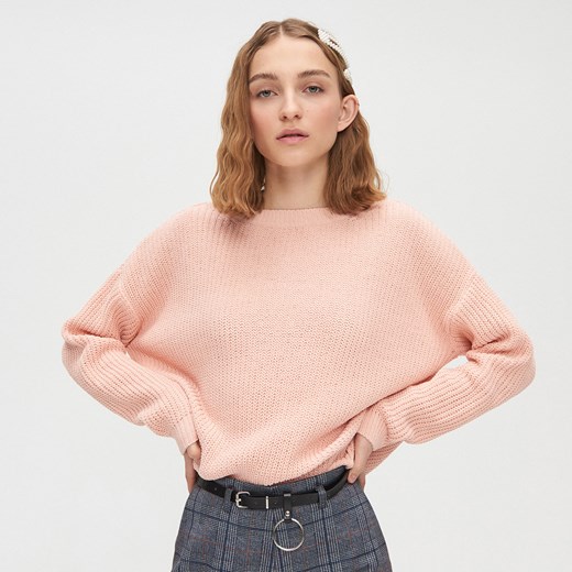 Cropp - Sweter z dekoltem w serek - Różowy Cropp S Cropp