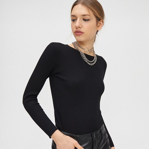 Cropp - Prążkowany sweter - Czarny Cropp L Cropp