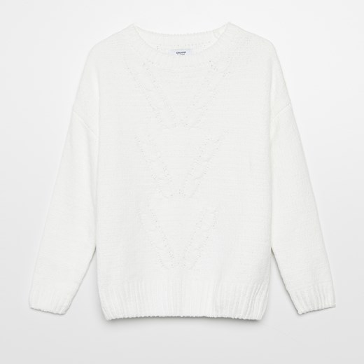 Cropp - Sweter z warkoczowym splotem - Biały Cropp M Cropp
