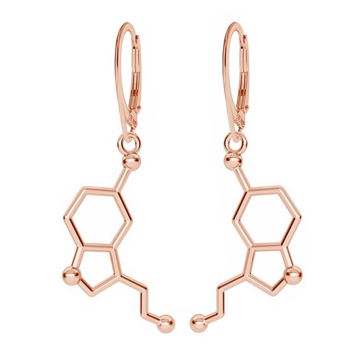 Srebrne kolczyki serotonina, wzór chemiczny 925 : Kolor pokrycia srebra - Pokrycie Różowym 18K Złotem Giorre GIORRE