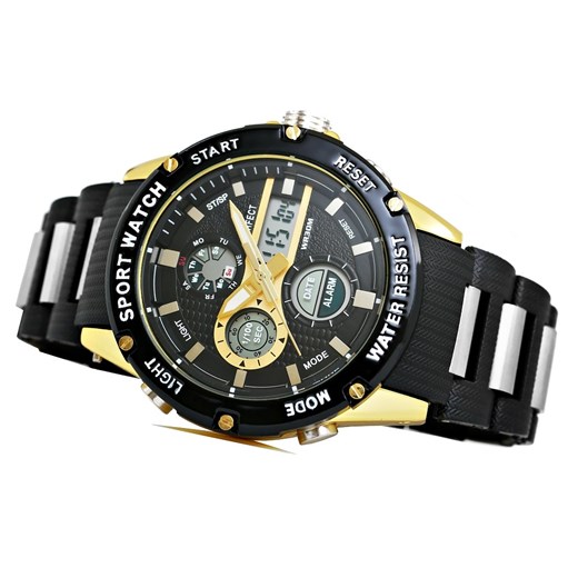 zegarek męski perfect a8031-3 dual time fluorescencja Moda Dla Ciebie