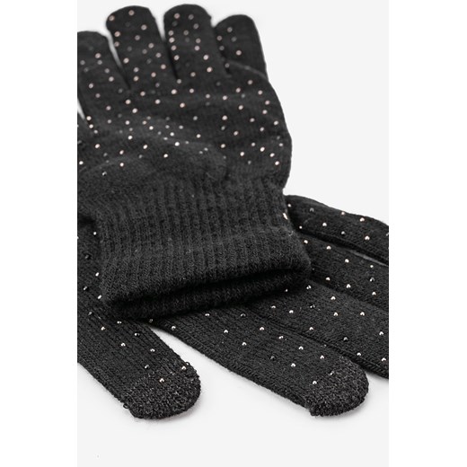 Czarne rękawiczki damskie z ozdobami Feeling uniwersalny HERS