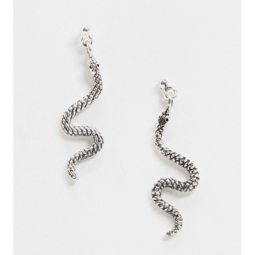 ASOS DESIGN – Kolczyki-wkręty ze srebra wysokiej próby z zawieszką w kształcie węża-Srebrny No Size Asos Poland