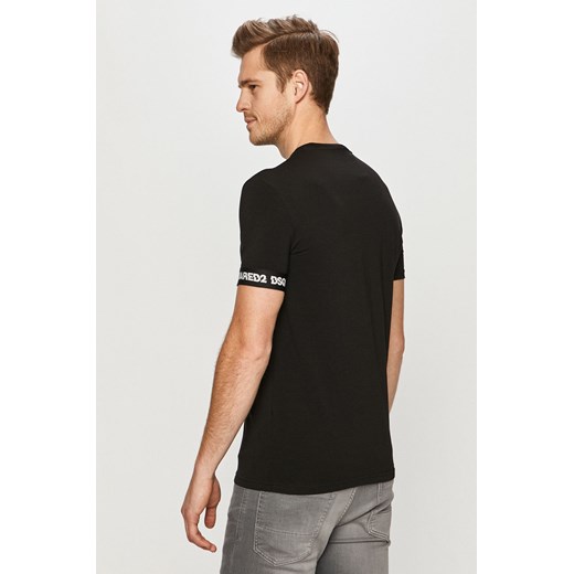 T-shirt męski czarny Dsquared2 z krótkimi rękawami 