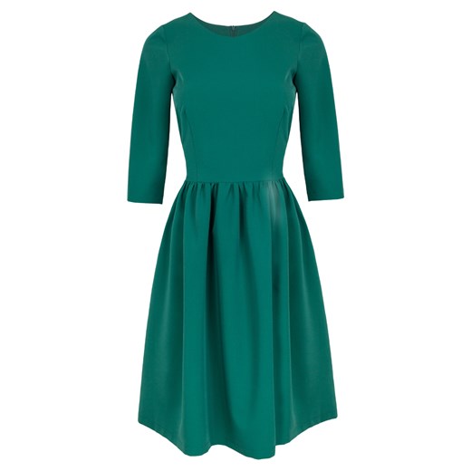 Sukienka Makover z długimi rękawami midi zielona rozkloszowana 