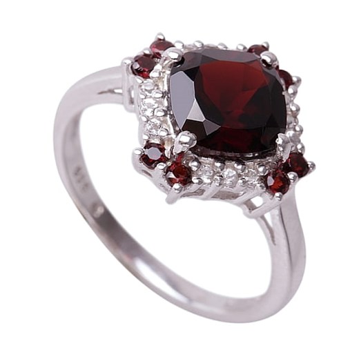 NELL RED  ; Srebrny pierścionek, zaręczynowy z granatami i topazami Braccatta 18 Braccatta