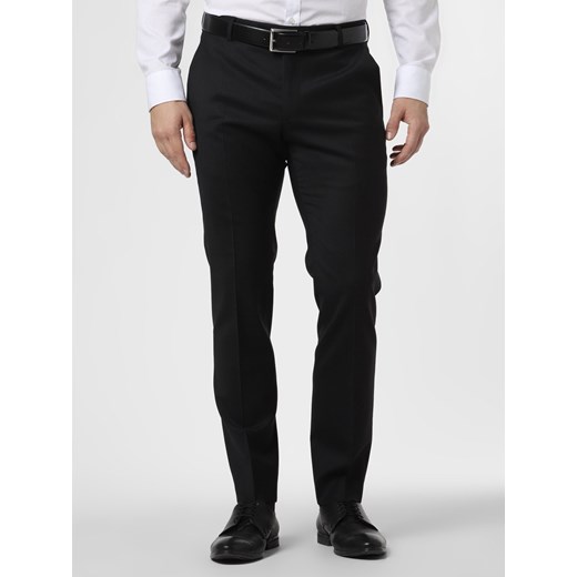 JOOP! Męskie spodnie od garnituru modułowego Mężczyźni Super Slim Fit Wełna czarny wypukły wzór tkaniny ze sklepu vangraaf w kategorii Spodnie męskie - zdjęcie 99817209