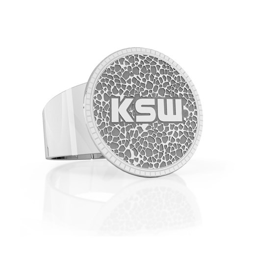 Sygnet ze wzorem, logo KSW, srebro 925 : Kolor pokrycia srebra - Pokrycie Platyną Giorre GIORRE