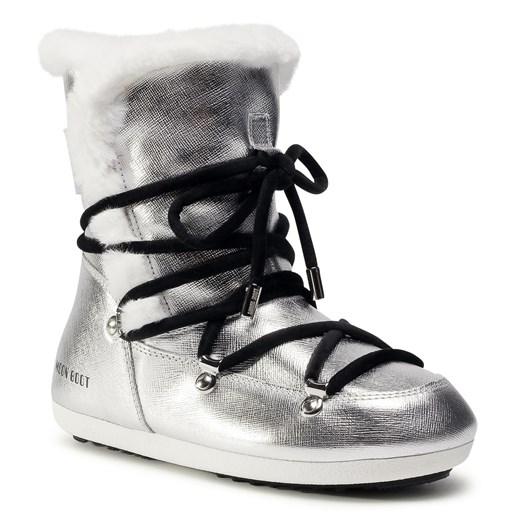 Śniegowce damskie Moon Boot wiązane srebrne bez wzorów casual 