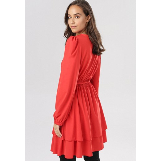 Czerwona Sukienka Holaqen S/M promocja Born2be Odzież